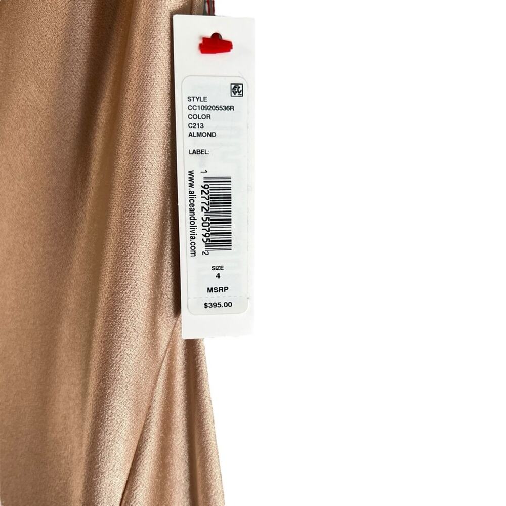 Alice + Olivia Harmony Drapey Slip Dress Size 4 in the color almond NWT - Picture 8 of 14